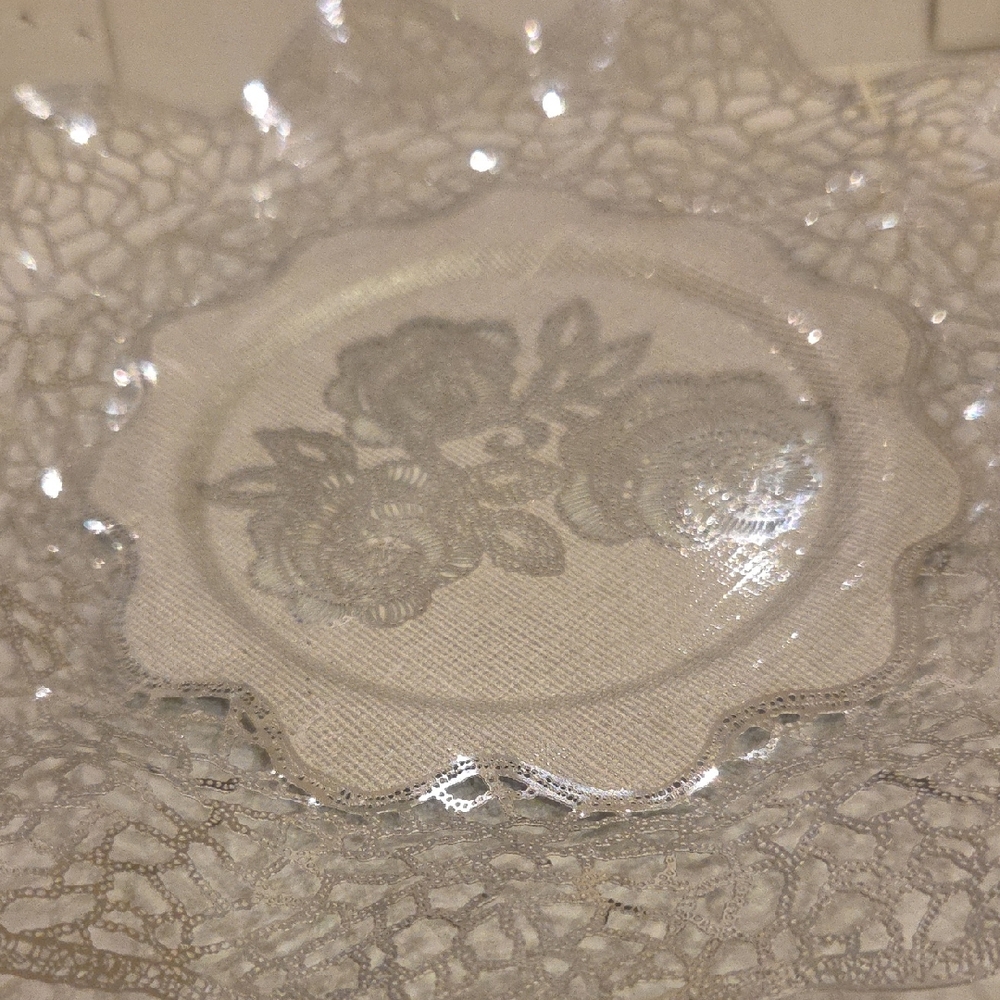 Metal LaceServing Plate with Floral Medallion